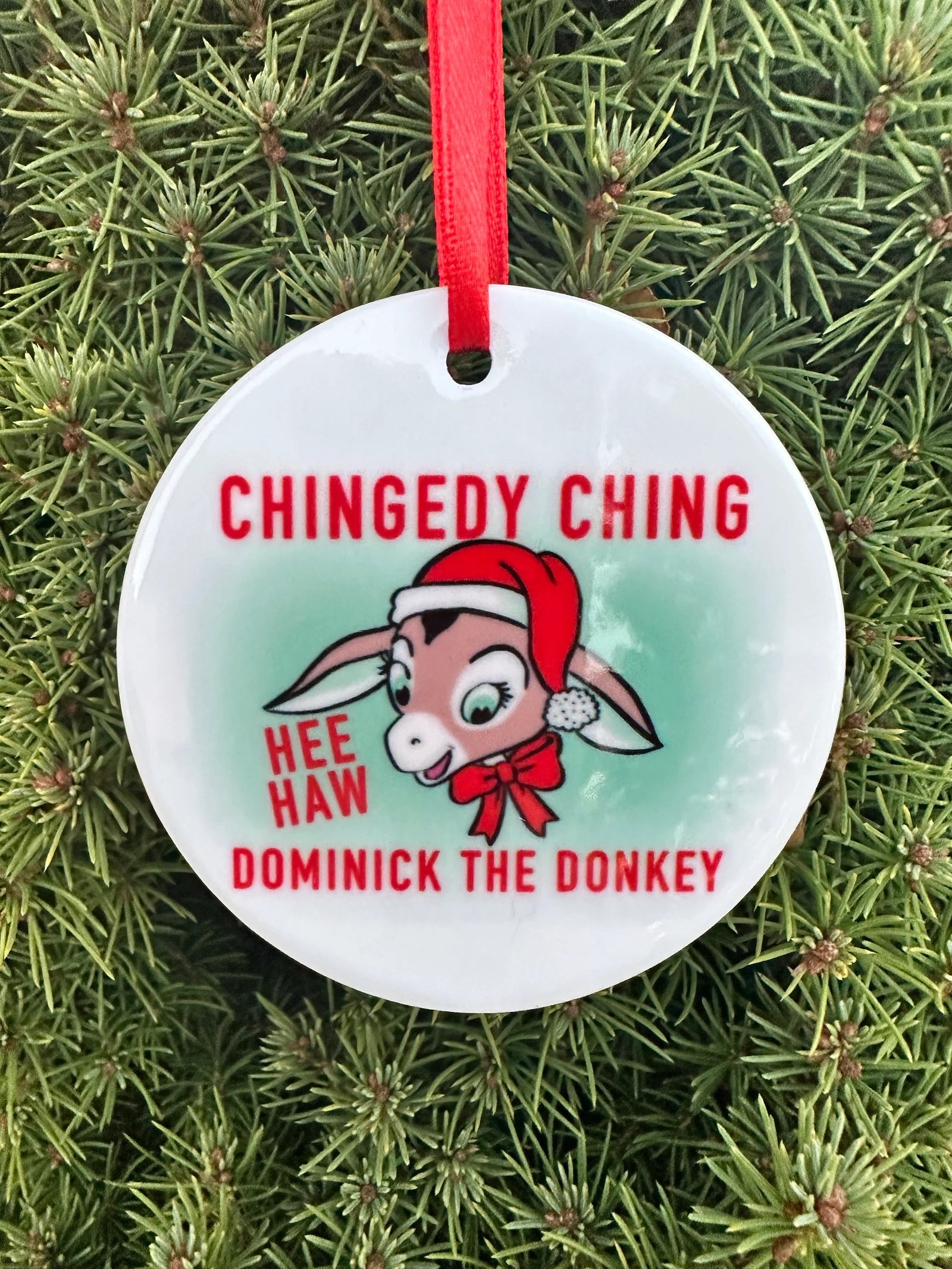 Dominick the Donkey Ceramic Christmas ornament