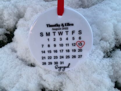 Personalized Engagement Christmas Ornament with month and day