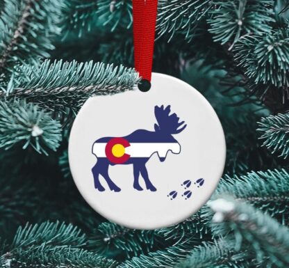 Colorado Flag Moose Ornament, National Park, Colorado Flag Ornament, Personalized ornament, Rocky Mountain National Park