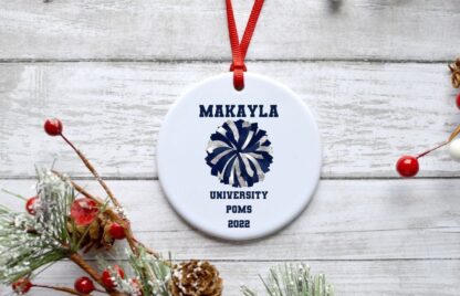 Pom Pom, Cheerleading Ceramic Ornament, Personalized, Cheer Coach Gift, Pom Coach Gift, Dance coach Gift