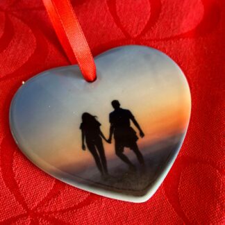 Ceramic Heart Ornament for Valentines, Birthday, Christmas, Anniversary, Engagement, birth announc, Personalized with your photo and message