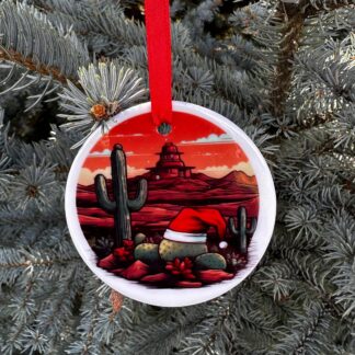 Desert Christmas, Santa Cactus, Arizona, Santa Fe, Moab, Christmas Ornament