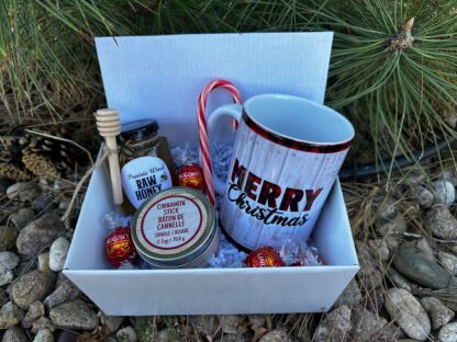 Christmas box, Christmas Present, Local Honey, Candle, Parent, Friend, Co-worker, Grandparent, Neighbor gift, Holiday Gift