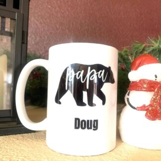 Nana and Papa bear coffee mug, grandchildren paw prints, grandparent gift, coffee lover