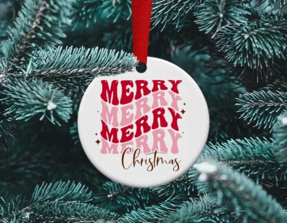 Merry Merry Merry Christmas, Personalized Ornament, Merry Wave, Ornament Exchange