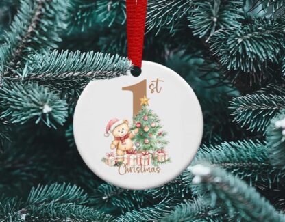 Baby's First Christmas Bear, Personalized Ceramic Ornament
