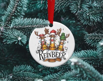 Reinbeer, Reindeer Beer, Beer lovers ornament, Funny Christmas Ornament, Sublimation Christmas Ornament, personalized Ornament