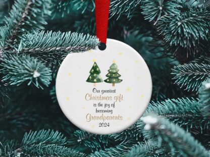 Grandparent's first Christmas, Grandparent gift, first grandchild, Baby Announcement, Personalized Ceramic Ornament
