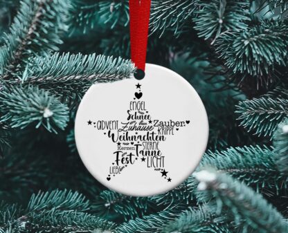 Frohliche Wienachten, German Star, Advent, German Ornament, Personalized Ceramic Ornament