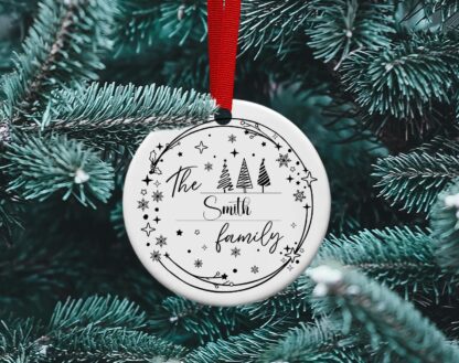 Black and White family ornament, personalized ceramic ornament, Family Ornament, Friend gift, Sublimation ornament